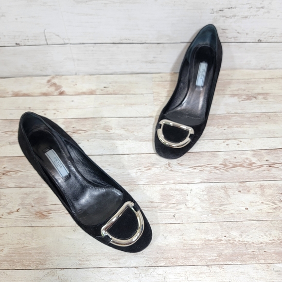 Prada black suede D-ring block heel pumps - Picture 8 of 14